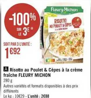 risotto au poulet & cèpes à la crème fraîche fleury michon
