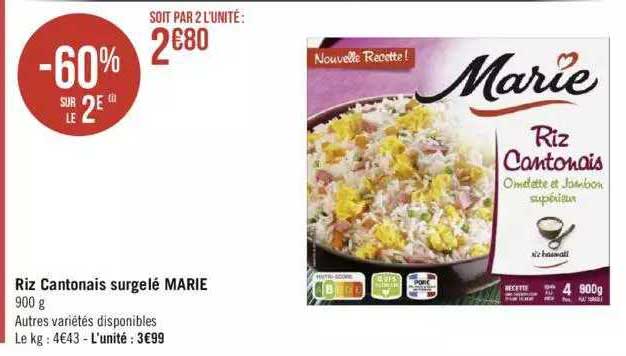 riz cantonais surgelé marie