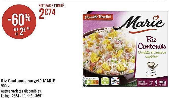 riz cantonais surgelé marie