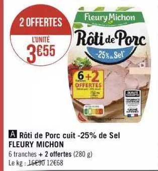 rôti de porc cuit -25% de sel fleury michon