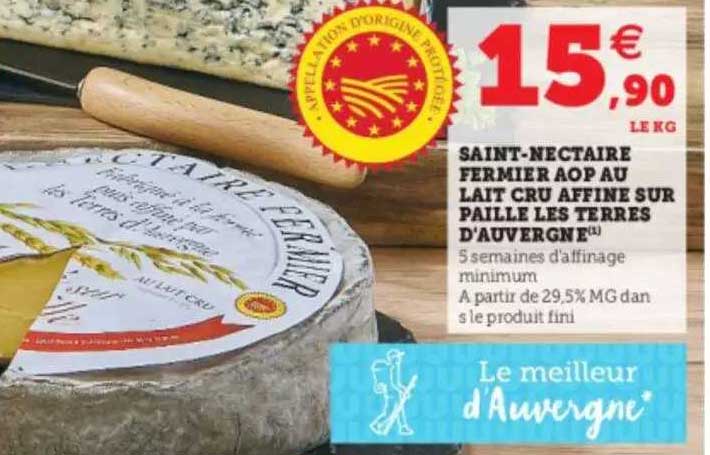 saint-nectaire fermier aop au lait cru affiné sur paille les terres d'auvergne