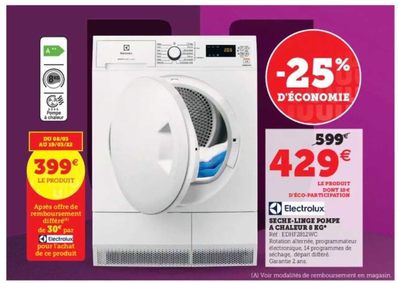 sèche-linge pompe à chaleur 8 kg electrolux