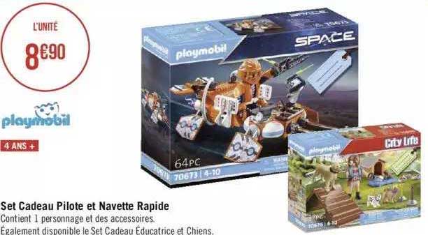 Set Cadeau Pilote Et Navette Rapide Playmobil
