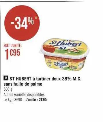 st hubert à tartiner doux 38% m.g. sans huile de palme