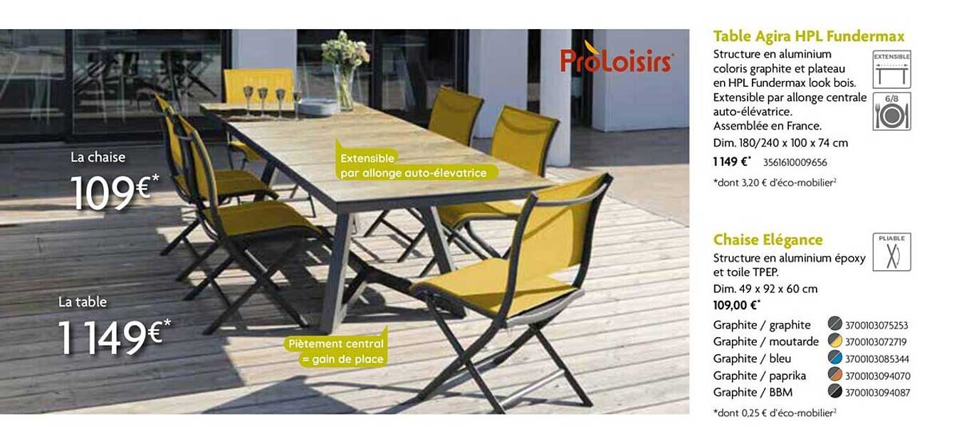 table agira hpl fundermax, chaise élégance