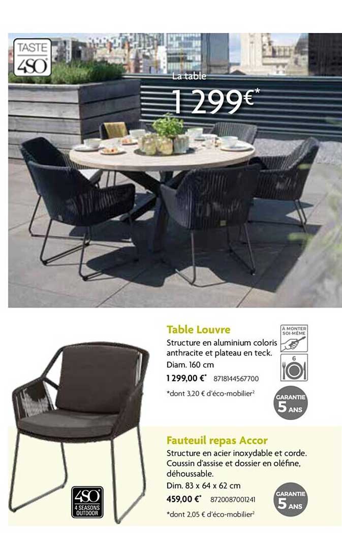 table louvre, fauteuil repas accor