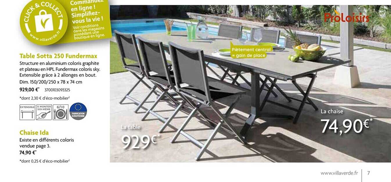 table sotta 250 fundermax, chaise ida