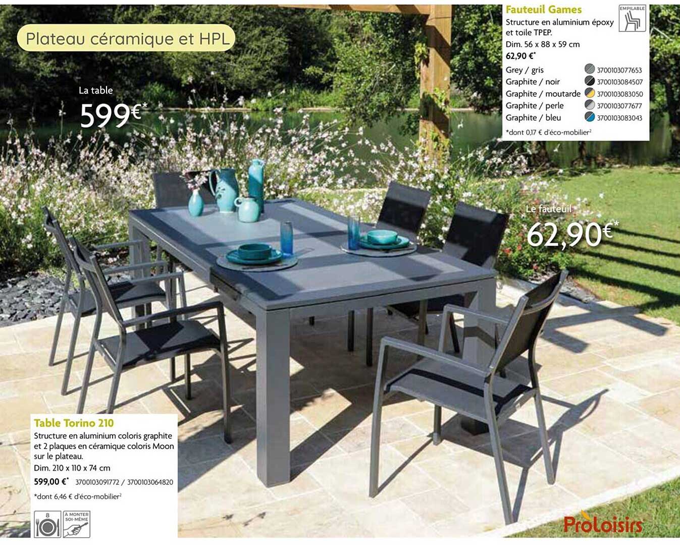 table torino 210, fauteuil games