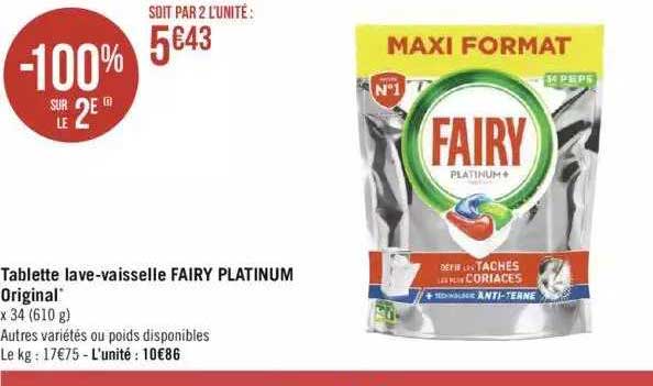 tablette lave-vaisselle fairy platinum original