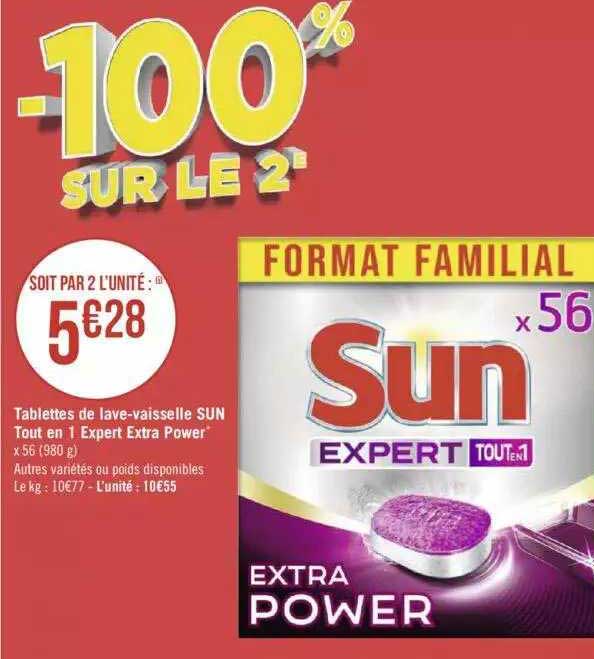 tablettes de lave-vaisselle sun tout en 1 expert extra power