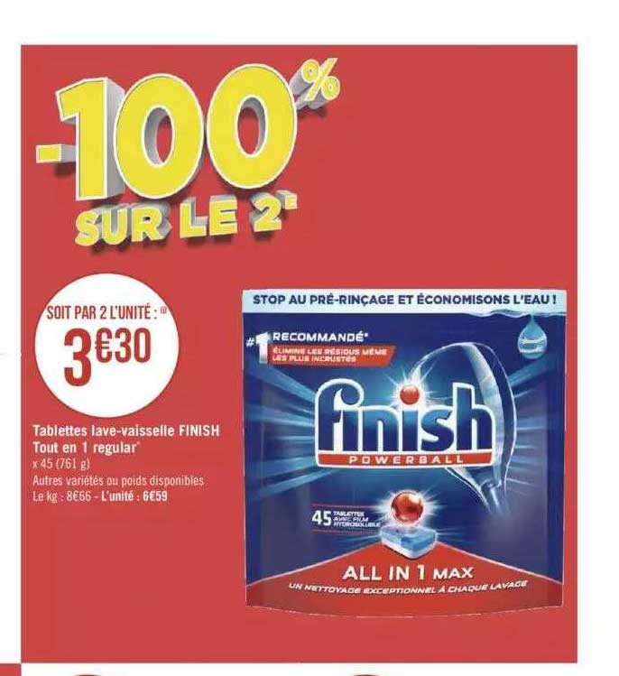 tablettes lave-vaisselle finish tout en 1 regularr
