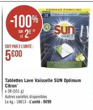tablettes lave vaisselle sun optimum citron