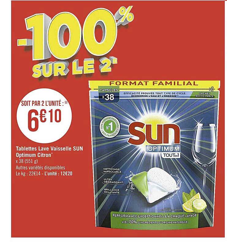 tablettes lave vaisselle sun optimum citron