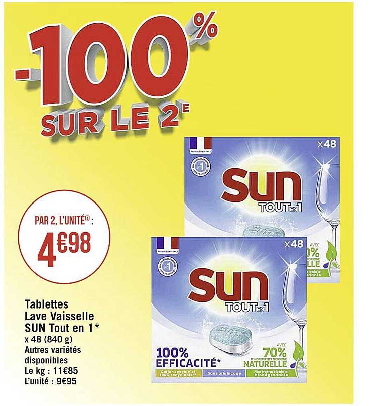 tablettes lave vaisselle sun tout en 1