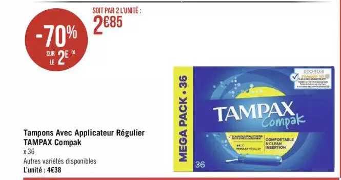 tmpons avec applicateur régulier tampax compack