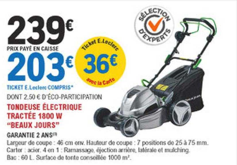 tondeuse électrique tractée 1800 w "beaux jours"