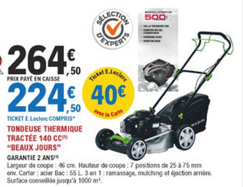 tondeuse thermique tractée 140 cc "beaux jours"