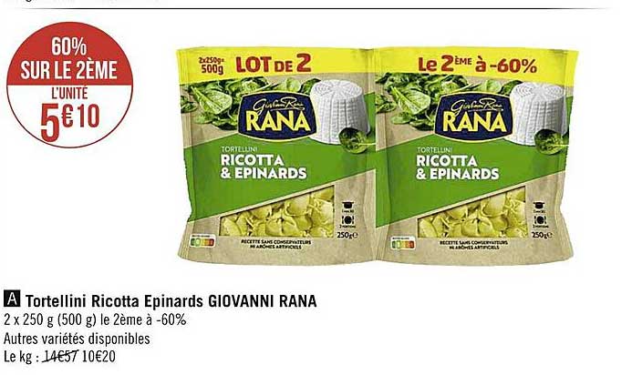 Tortellini Ricotta épinards Giovanni Rana