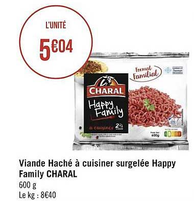 viande haché à cuisiner surgelée happy family charal