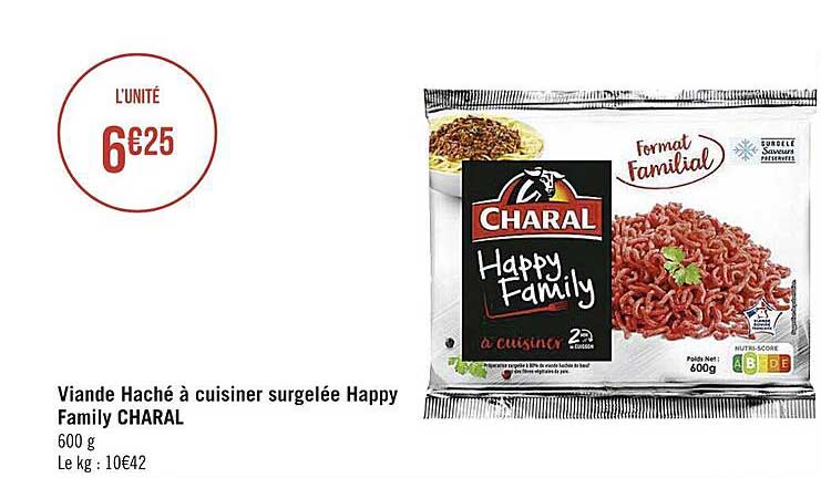 viande haché à cuisiner surgelée happy family charal
