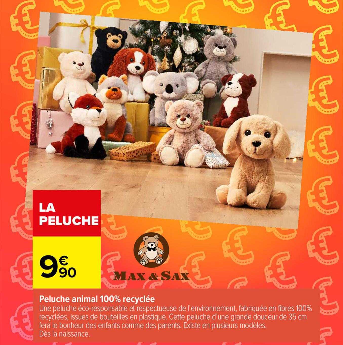 peluche animal 100% recyclée max & sax