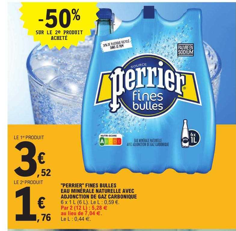 "perrier" fines bulles eau minérale naturelle avec adjonction de gaz carbonique