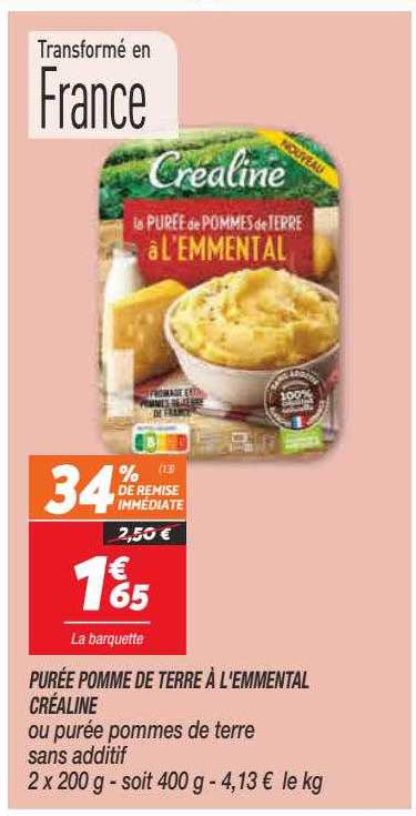 Purée Pomme De Terre à L'emmental Créaline