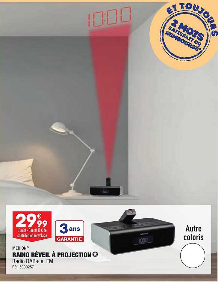 radio réveil à projection medion