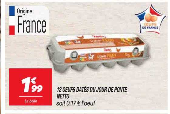 12 œufs datés du jour de ponte netto