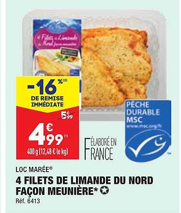 4 Filets De Limande Du Nord Façon Meunière Loc Marée