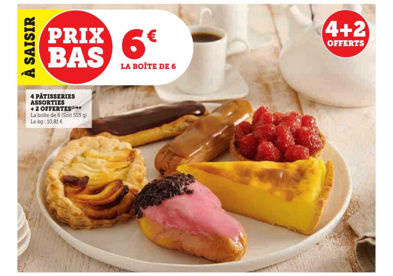 4 pâtisseries assorties + 2 offertes