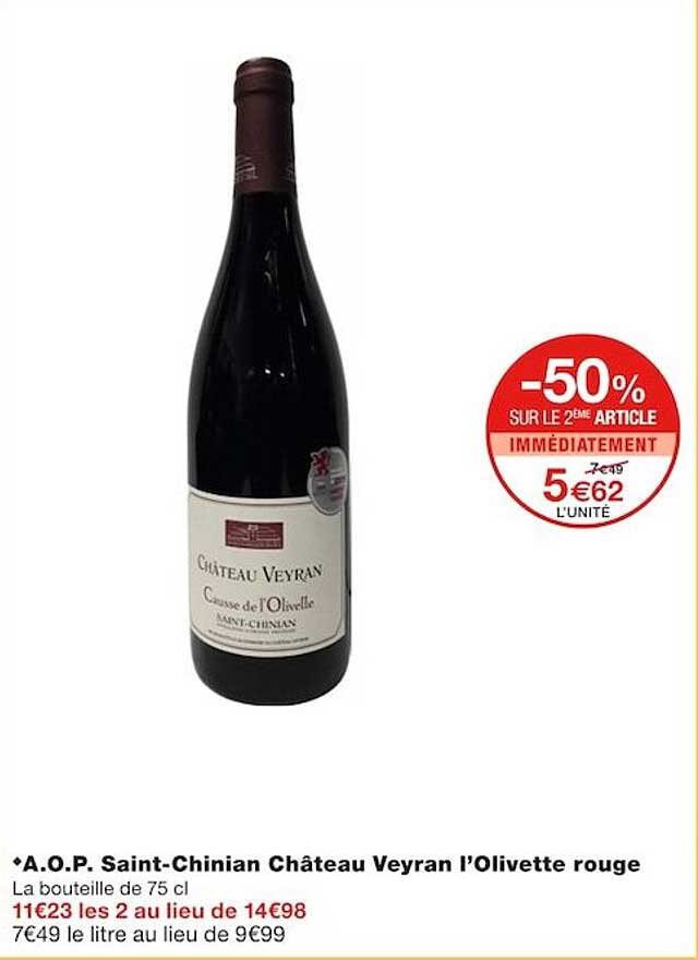 a.o.p. saint-chinian château veyran l'olivette rouge