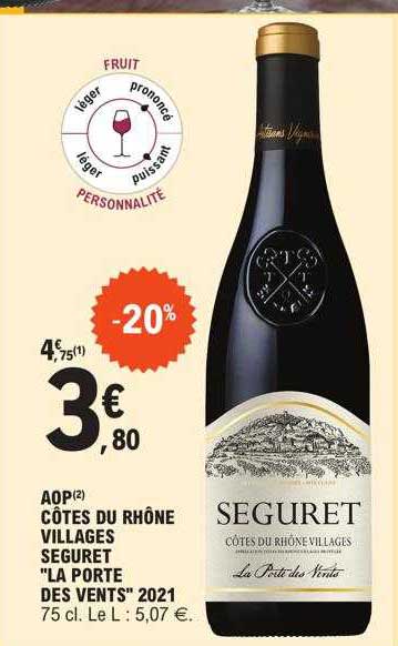 aop côtes du rhône villages seguret "la porte des vents" 2021