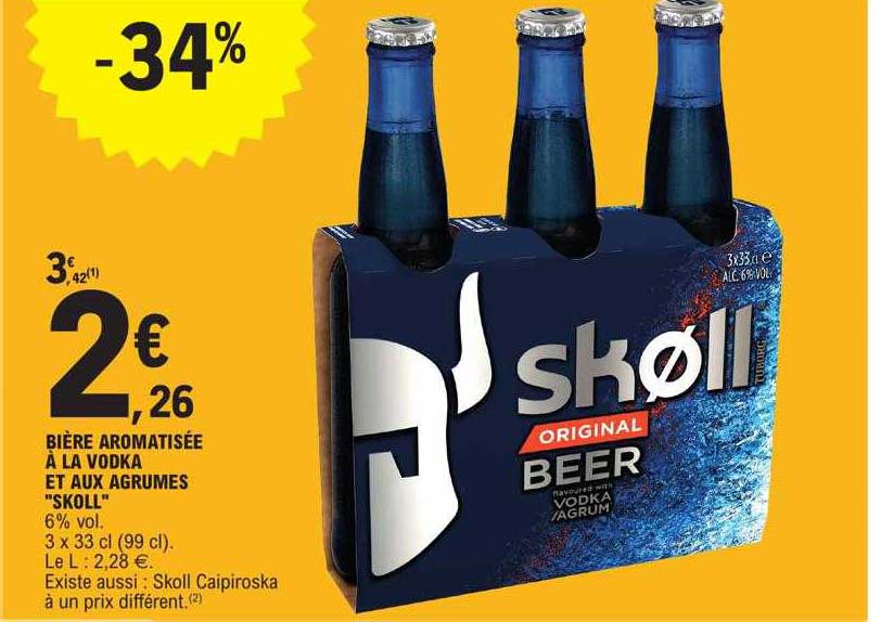 bière aromatisée à la vodka et aux agrumes "skoll"