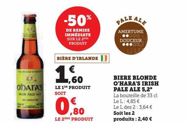 bière blonde o'hara's irish pale ale 5,2°