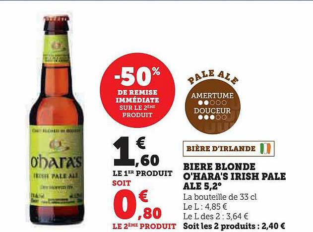bière blonde o'hara's irish pale ale 5,2°