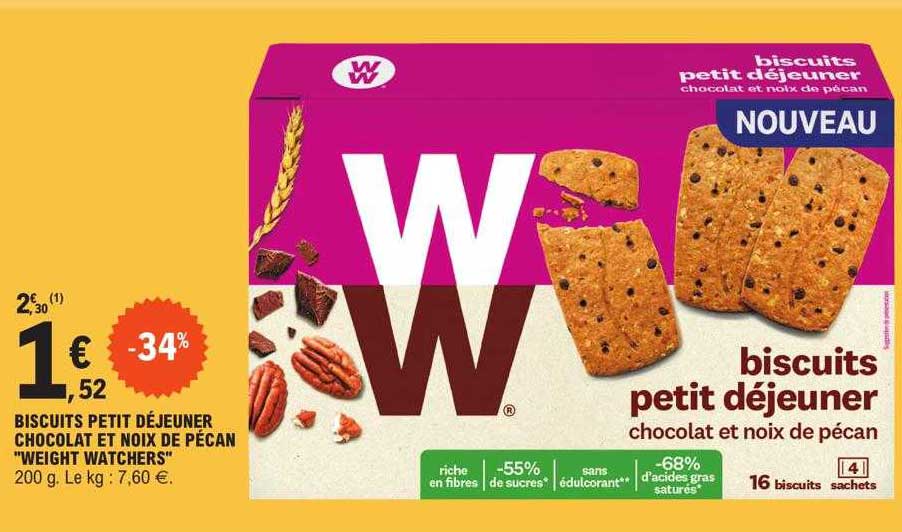biscuits petit déjeuner chocolat et noix de pécan "weight watchers"