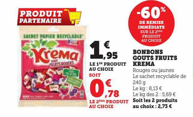 bonbons goûts fruits krema