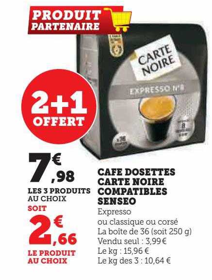 café dosettes carte noire compatibles senseo