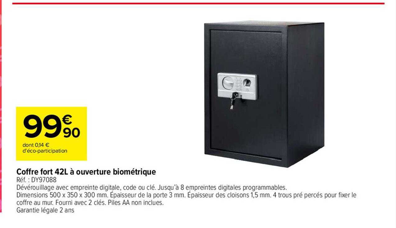 coffre fort 42l à ouverture biométrique