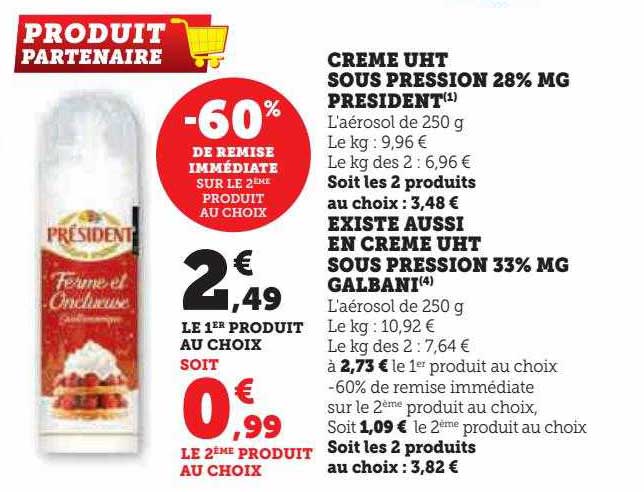 crème uht sous pression 28% mg président existe aussi en crème uht sous pression 33% mg galbani