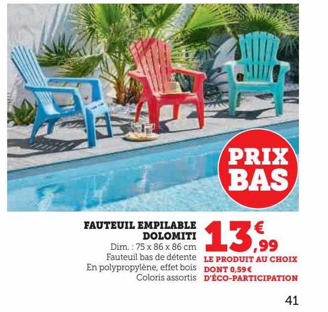 fauteuil empilable dolomiti