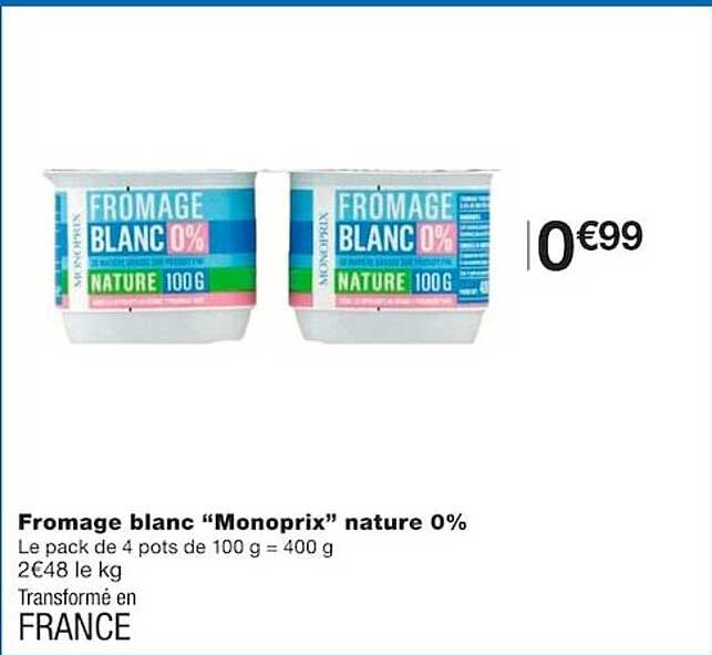 Fromage Blanc "monoprix" Nature 0%