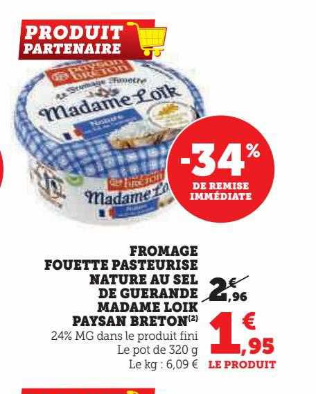 fromage fouetté pasteurisé nature au sel de guérande madame loïk paysan breton