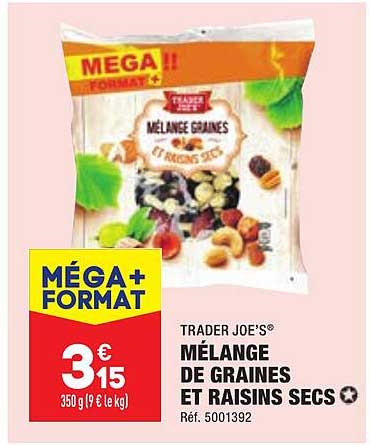 mélange de graines et raisins secs trader joe's