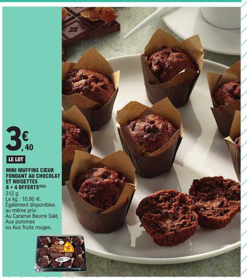 Mini Muffins Cœur Fondant Au Chocolat Et Noisettes 8 + 4 Offerts