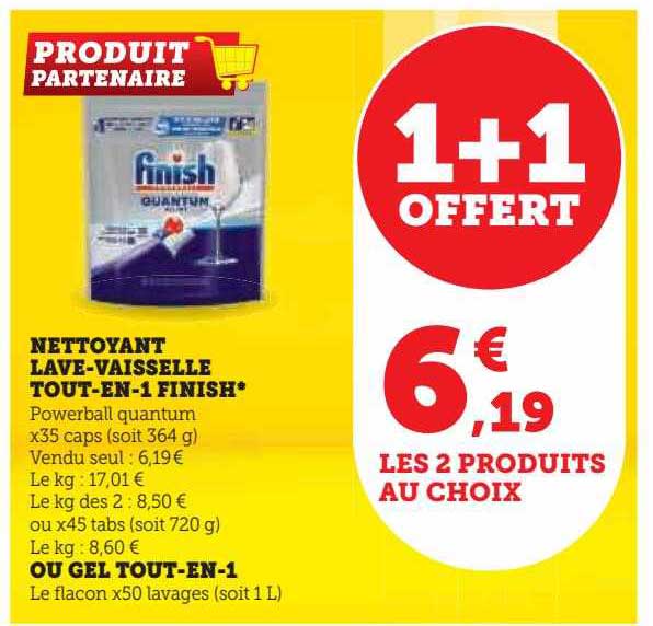 nettoyant lave-vaisselle tout-en-1 finish ou gel tout-en-1