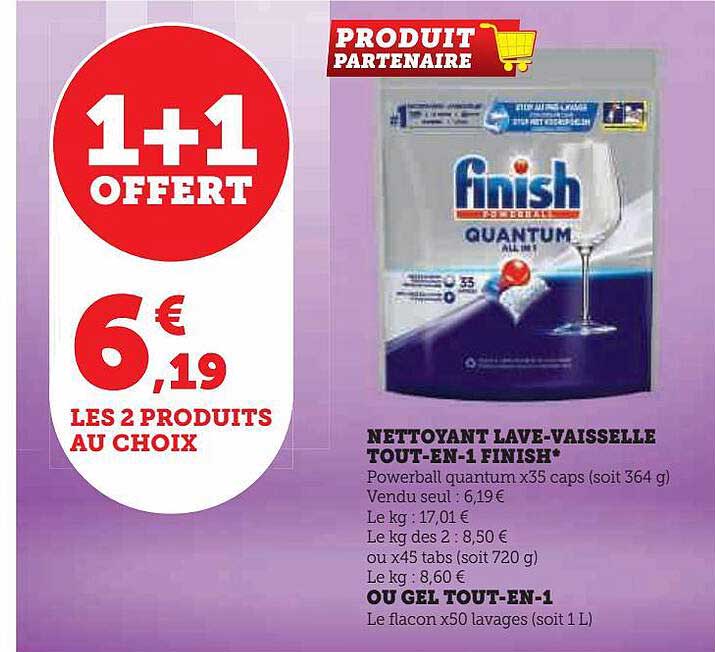 nettoyant lave-vaisselle tout-en-1 finish ou gel tout-en-1