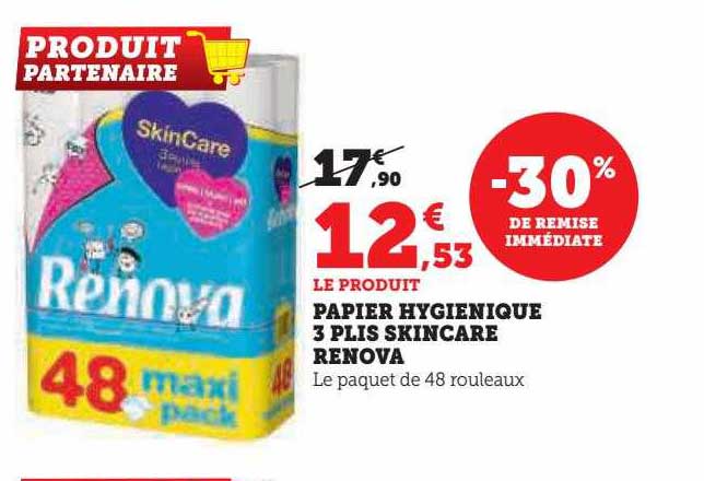 papier hygiénique 3 plis skincare renova