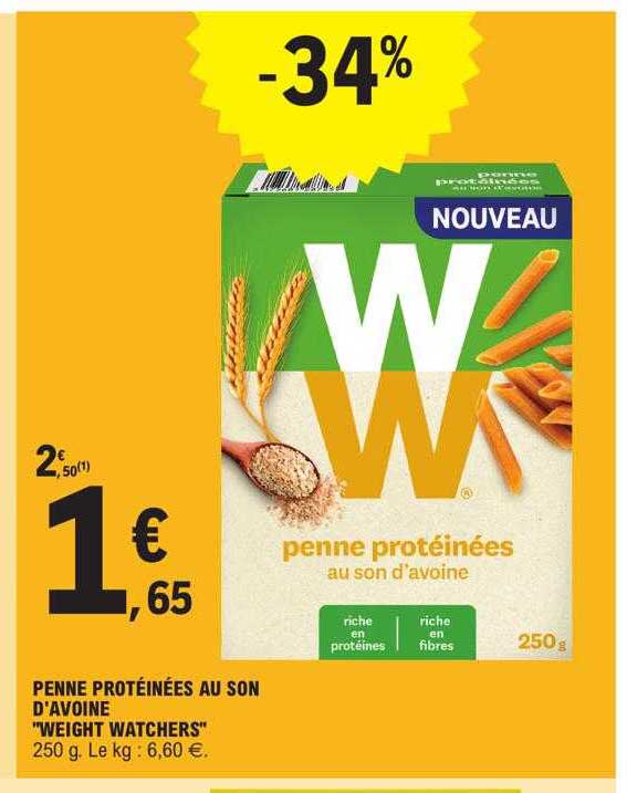penne protéinées au son d'avoine "weight watchers"